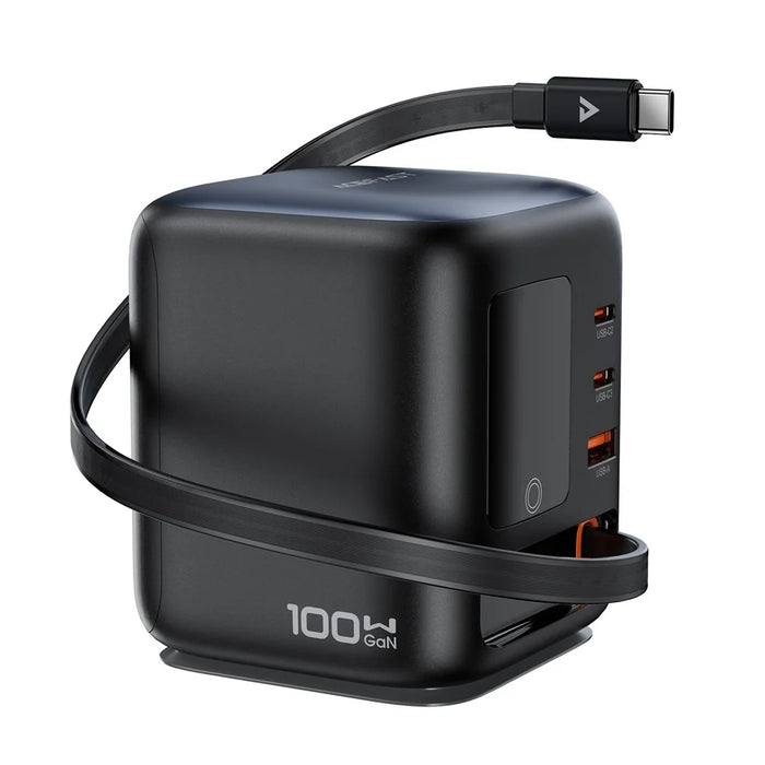 ACEFAST Z10 100W GaN Desktop Charger TFT Display 2 USB-C + USB-A 3 Ports Adapter with Retractable Cable - EU Plug - 6