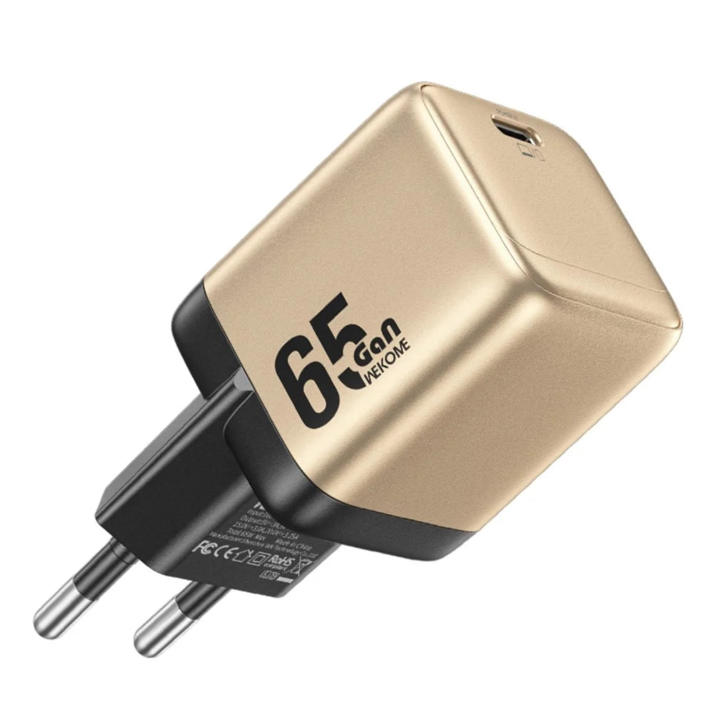 WEKOME WU-09 65W GaN Charger Type-C PD QC Fast Charging Adapter, EU Plug - Gold - 1