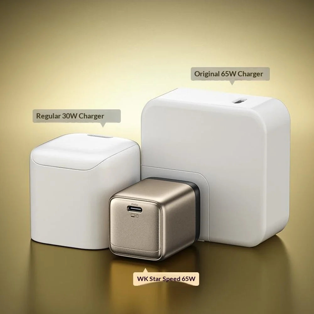 WEKOME WU-09 65W GaN Charger Type-C PD QC Fast Charging Adapter, EU Plug - Gold - 3