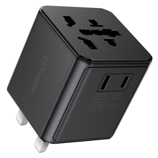 ACEFAST Z11 Global Travel AC Adapter 2500W Socket 2 USB Ports EU UK US AU Plug Converter for Travel - Black - 1