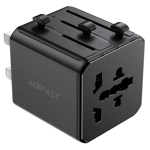 ACEFAST Z11 Global Travel AC Adapter 2500W Socket 2 USB Ports EU UK US AU Plug Converter for Travel - Black - 2