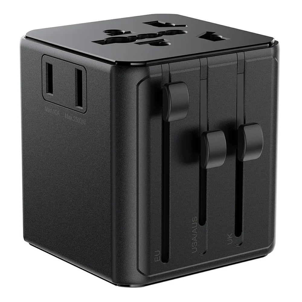 ACEFAST Z11 Global Travel AC Adapter 2500W Socket 2 USB Ports EU UK US AU Plug Converter for Travel - Black - 6