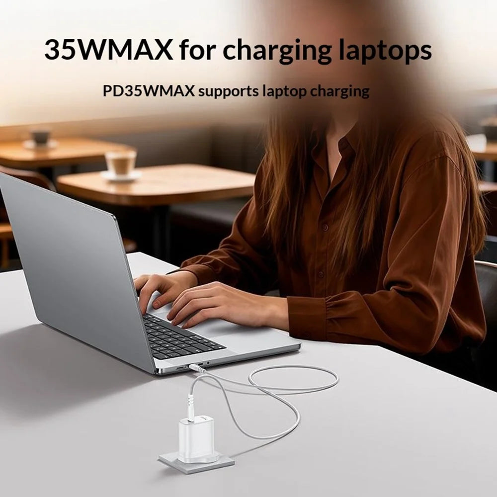 YESIDO YC153 UK Plug PD 35W USB-C Wall Charger Fast Charging Adapter with 1m Type-C Cable for Laptop Phone - White - 3
