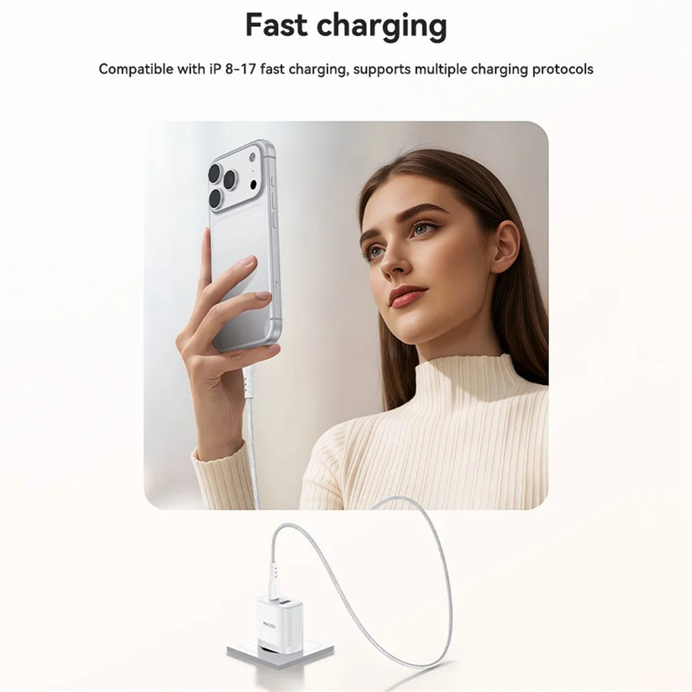 YESIDO YC108 EU Plug PD 35W USB-C + QC 18W USB-A Wall Charger Dual Port Fast Charging Adapter with 1m Type-C Cable - White - 6