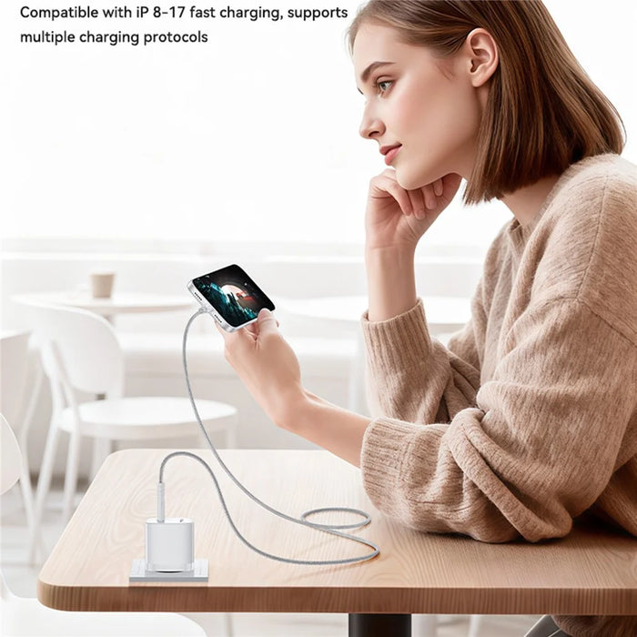 YESIDO YC107 EU Plug PD 35W USB-C Wall Charger Fast Charging Adapter with 1m Type-C Cable for Laptop Phone - White - 6