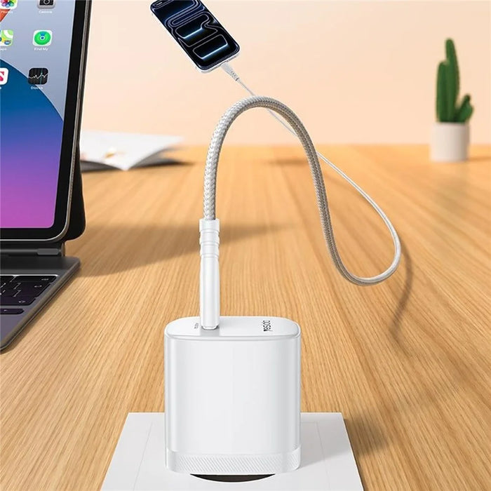YESIDO YC105 EU Plug PD 20W USB-C Fast Charging Adapter Wall Charger with 1m Type-C Cable for iPhone iPad - White - 6