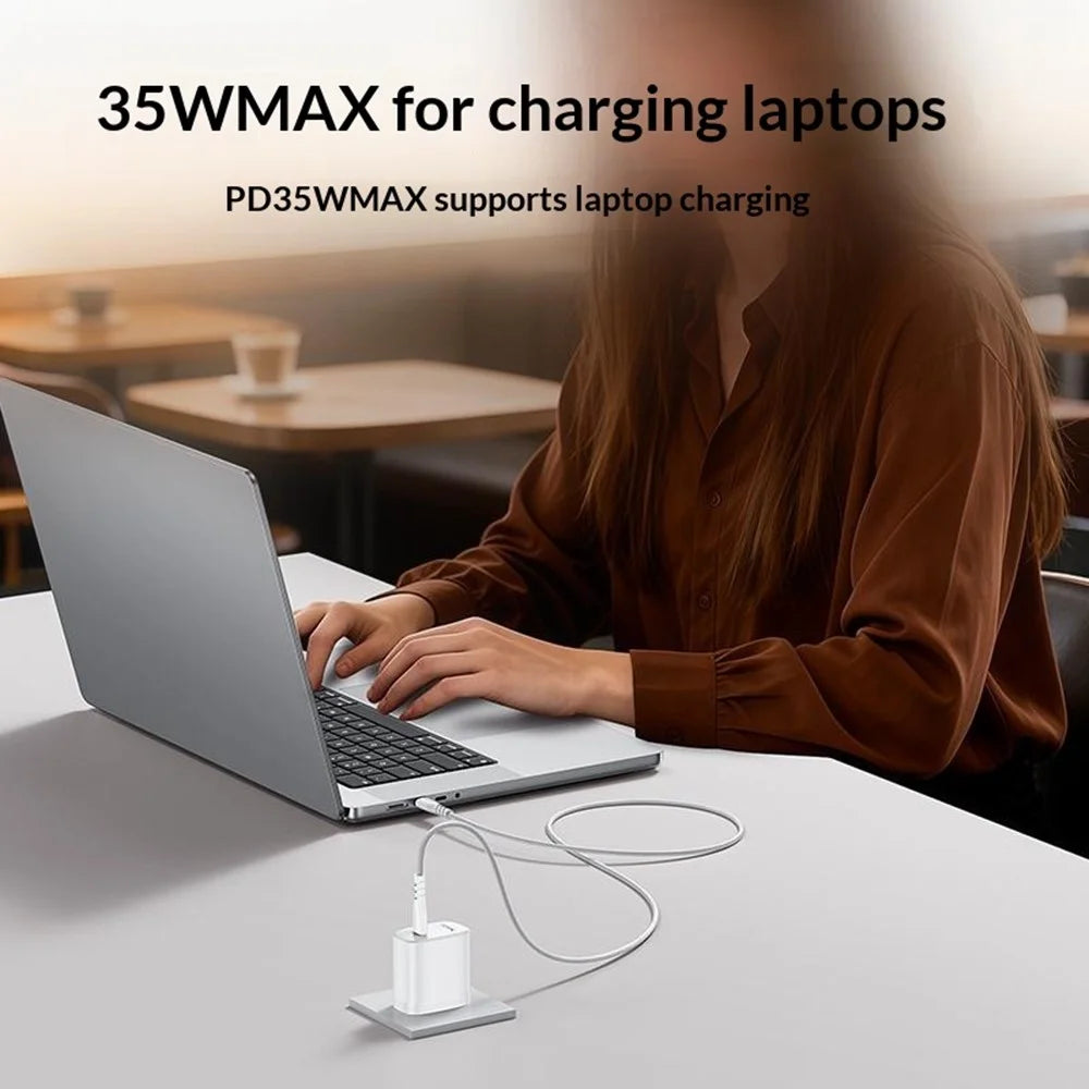 YESIDO YC20U US Plug PD 35W USB-C Wall Charger Fast Charging Adapter with 1m Type-C Cable for Laptop Phone - White - 3