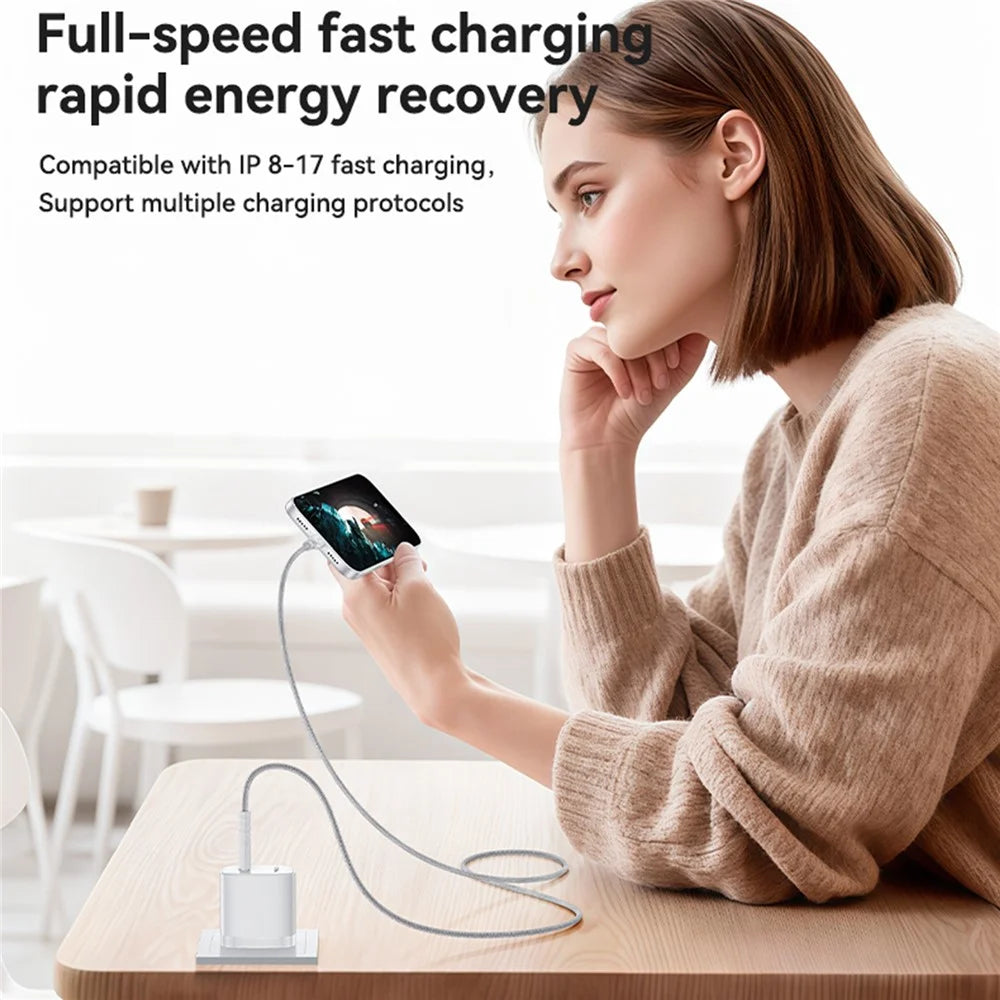 YESIDO YC20U US Plug PD 35W USB-C Wall Charger Fast Charging Adapter with 1m Type-C Cable for Laptop Phone - White - 6