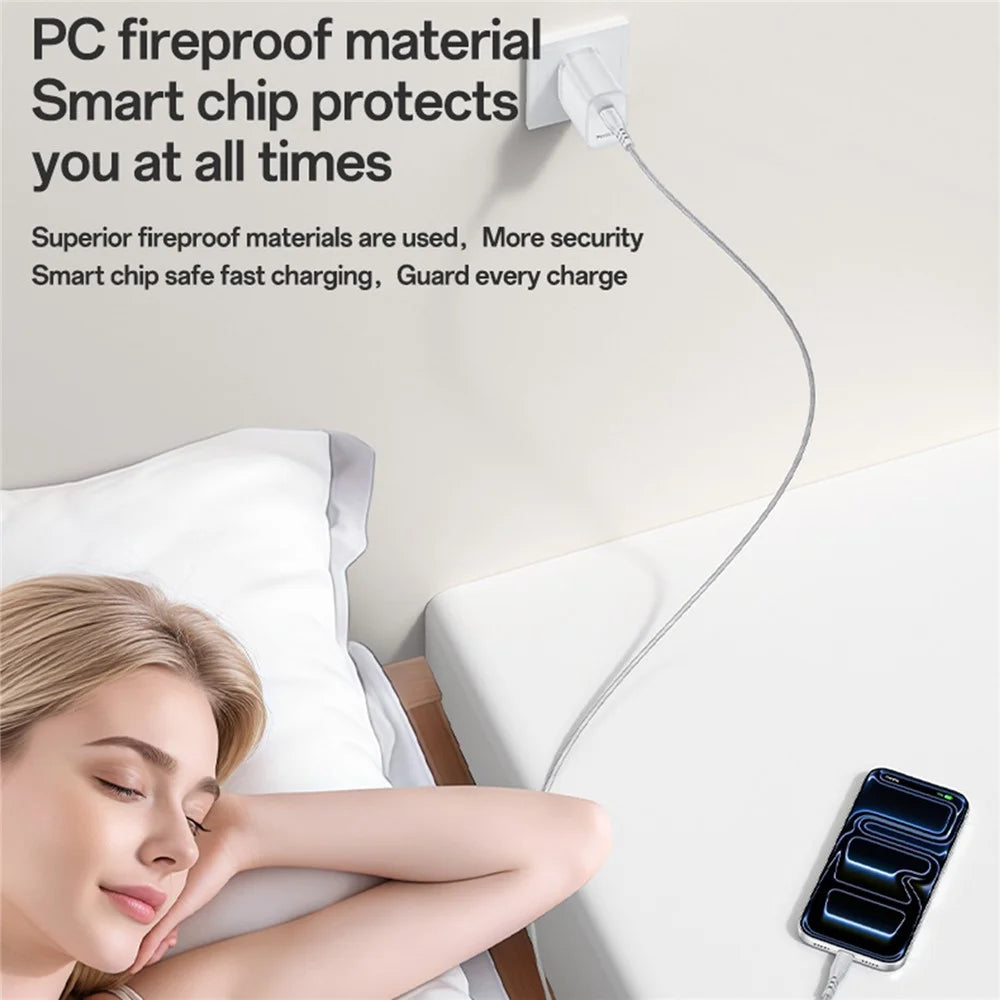 YESIDO YC20U US Plug PD 35W USB-C Wall Charger Fast Charging Adapter with 1m Type-C Cable for Laptop Phone - White - 7