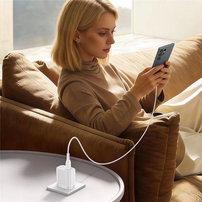 YESIDO YC24U US Plug QC 3.0 18W USB-A Fast Charging Adapter Wall Charger with 1m USB-A to Type-C Cable - White - 6