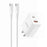 YESIDO YC19U US Plug PD 20W USB-C + QC 18W USB-A Wall Charger Dual Port Fast Charging Adapter with 1m Type-C Cable - White - 1