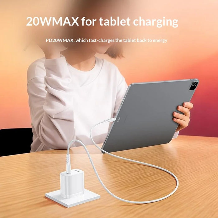 YESIDO YC18U US Plug PD 20W USB-C Fast Charging Adapter Wall Charger with 1m Type-C Cable for iPhone iPad - White - 3