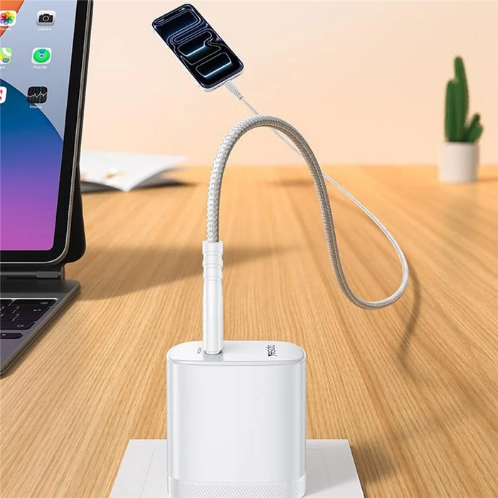 YESIDO YC18U US Plug PD 20W USB-C Fast Charging Adapter Wall Charger with 1m Type-C Cable for iPhone iPad - White - 6