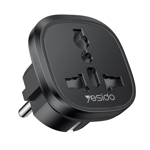 YESIDO MC44 EU Plug to Universal Socket Global Travel Adapter 100V-250V 10A Multi-Country Converter - Black - 1