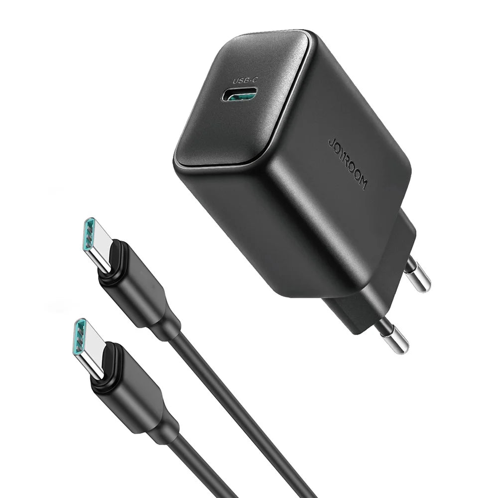 JOYROOM JR-TCF23 25W USB-C Charger with 1m Type-C Cable Fast Charging, EU Plug - Black - 1