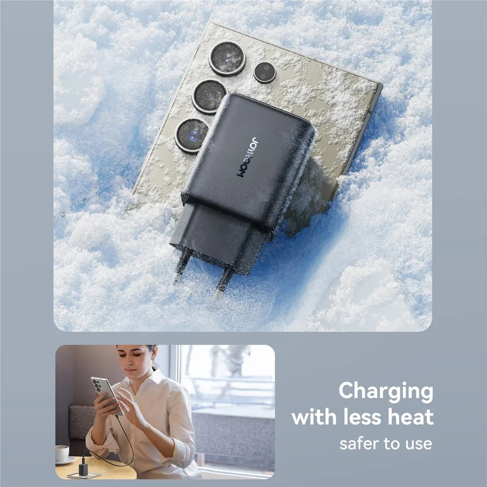 JOYROOM JR-TCF23 25W USB-C Charger with 1m Type-C Cable Fast Charging, EU Plug - Black - 6