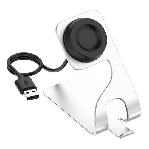 Magnetic Charging Stand for Huawei Watch GT 6 46mm / 41mm / Watch 5 42mm / 46mm / Watch GT Runner 2 Aluminum Alloy Watch Desktop Charger with 1.5m USB Cable - Silver - 1