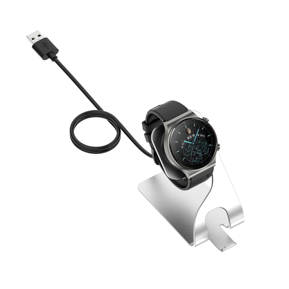 Magnetic Charging Stand for Huawei Watch GT 6 46mm / 41mm / Watch 5 42mm / 46mm / Watch GT Runner 2 Aluminum Alloy Watch Desktop Charger with 1.5m USB Cable - Silver - 6