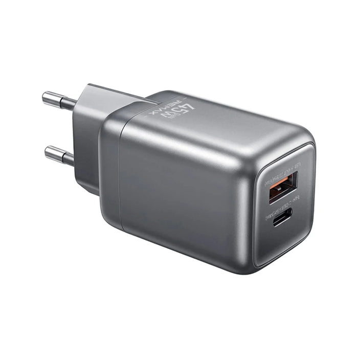 REMAX CA-25 45W Fast Charger Type-C + USB-A GaN Travel Adapter Foldable Charger with 1.2m USB-C Cable, EU Plug - Tarnish - 2