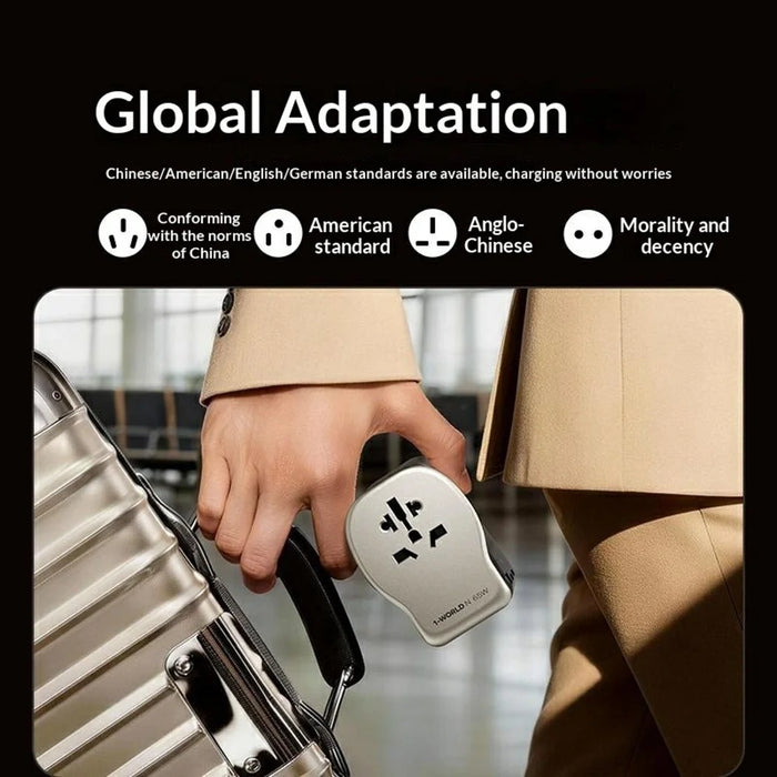MOMAX UA35 1-World N 65W GaN Global Travel Charger Adapter 3 USB Ports Wall Charger - Gold - 5