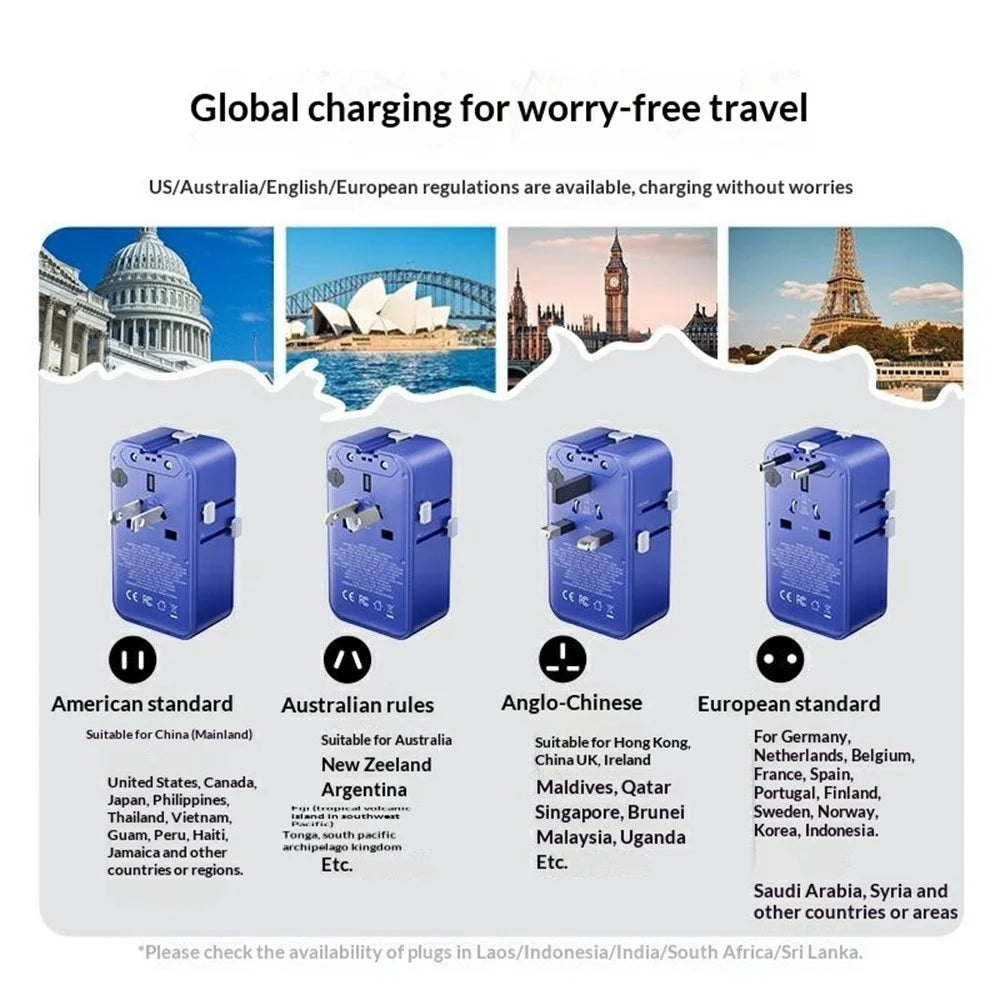 MOMAX UA36 1-World Pocket 70W GaN Global Travel Charger Adapter Universal Wall Charger Plug Converter - Blue - 6