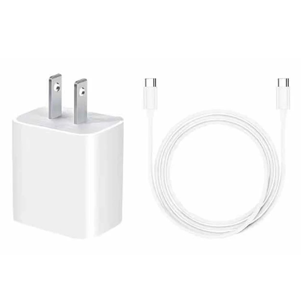 COTECI 1m PD 20W Fast Charger USB-C to USB-C Cable Set 20Gbps Data Transfer - 32119 US Plug / White - 1