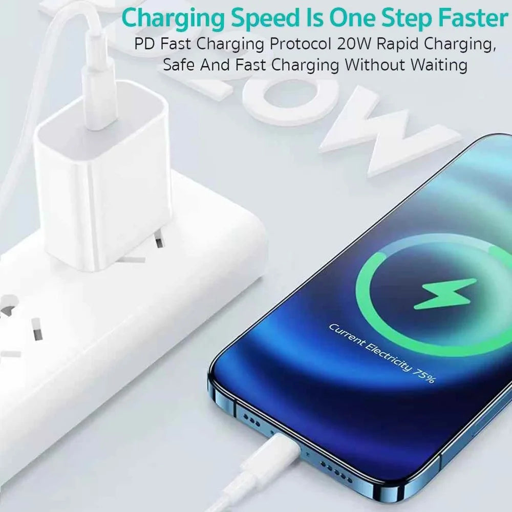 COTECI 1m PD 20W Fast Charger USB-C to USB-C Cable Set 20Gbps Data Transfer - 32119 US Plug / White - 2