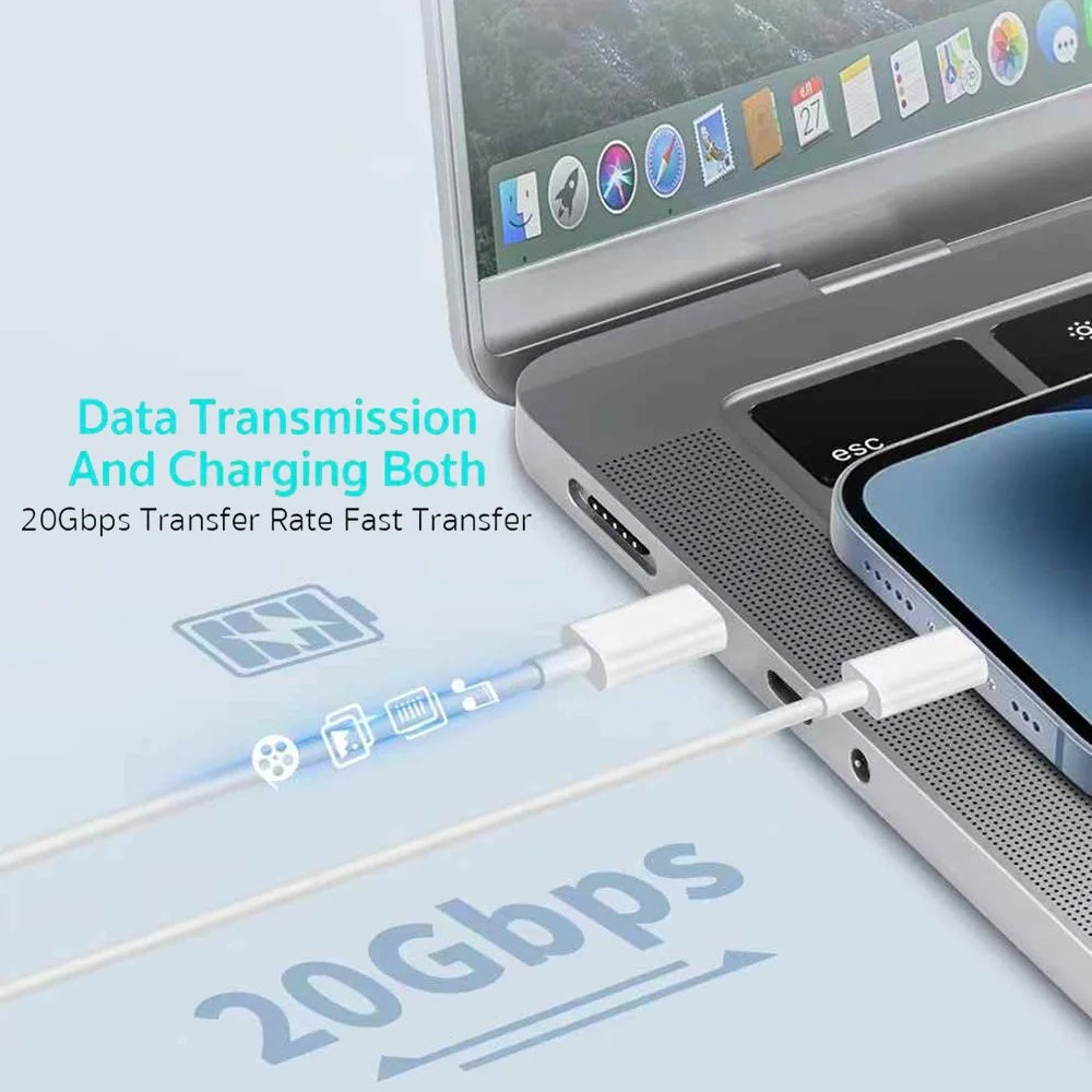 COTECI 1m PD 20W Fast Charger USB-C to USB-C Cable Set 20Gbps Data Transfer - 32119 US Plug / White - 3