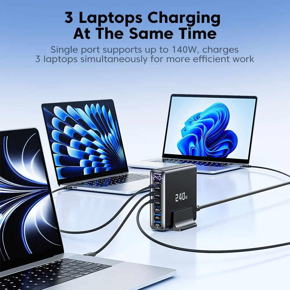 TOOCKI TCT240-33 240W GaN Desktop Charger 6-Port 4 USB-C+2 USB-A Charging Station - EU Plug - 2