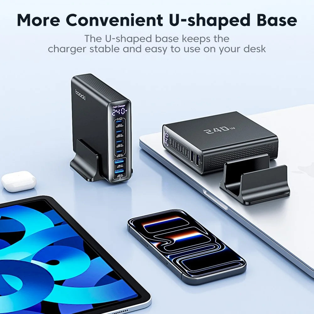 TOOCKI TCT240-33 240W GaN Desktop Charger 6-Port 4 USB-C+2 USB-A Charging Station - EU Plug - 7