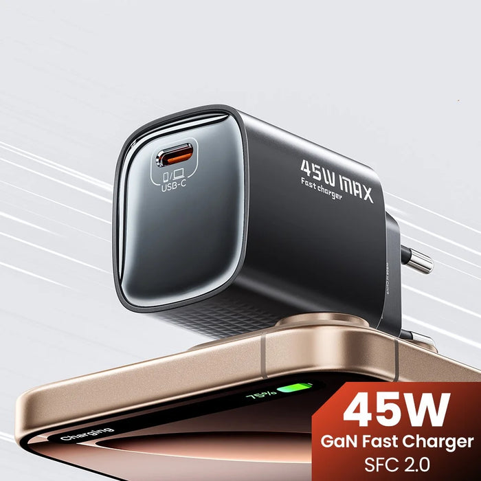 TOOCKI TCT45-22AB 45W GaN USB-C Fast Charger PD Quick Charging Wall Charger Adapter for iPhone iPad Samsung - EU Plug - 2