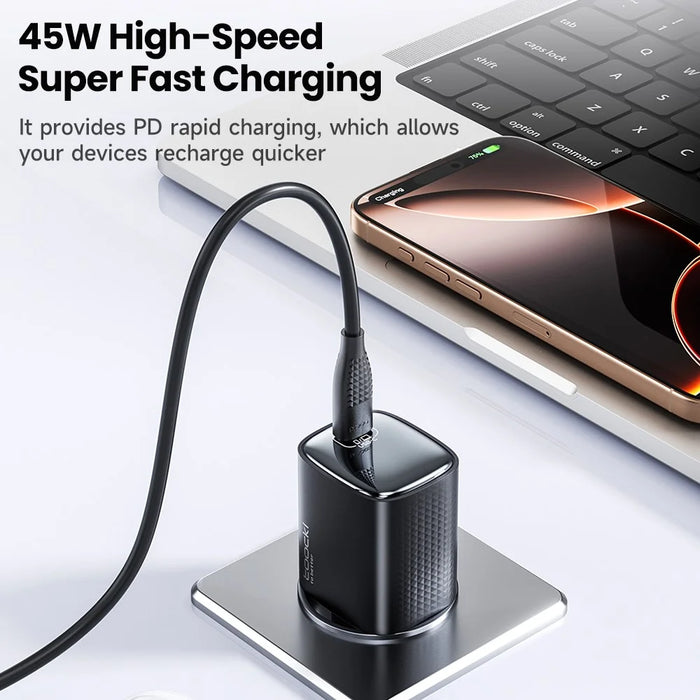 TOOCKI TCT45-22AB 45W GaN USB-C Fast Charger PD Quick Charging Wall Charger Adapter for iPhone iPad Samsung - EU Plug - 6