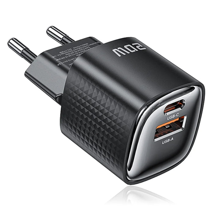 TOOCKI 20W Mini GaN Wall Charger Dual Port USB-C+USB-A PD Fast Charging Power Adapter - EU Plug  /  TC2220A2 - 1