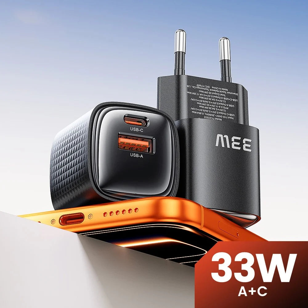 TOOCKI 33W Mini GaN Charger Dual Port USB-C+USB-A Fast Charging Power Adapter - EU Plug  /  TC22332 - 2