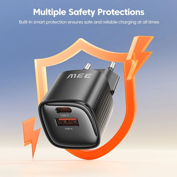 TOOCKI 33W Mini GaN Charger Dual Port USB-C+USB-A Fast Charging Power Adapter - EU Plug  /  TC22332 - 4