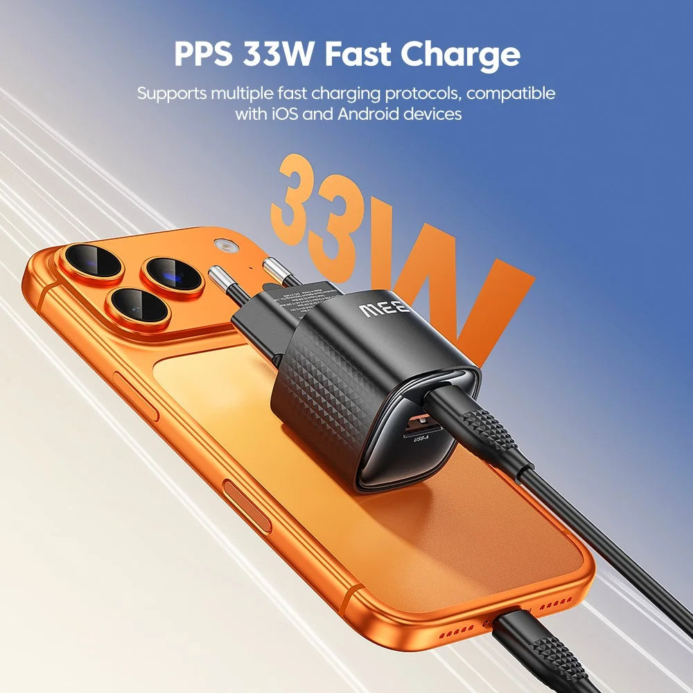 TOOCKI 33W Mini GaN Charger Dual Port USB-C+USB-A Fast Charging Power Adapter - EU Plug  /  TC22332 - 7