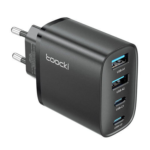 TOOCKI TC53402 40W GaN Fast Charger 4-Port 2 USB-C 2 USB-A 20W PD Quick Charging Power Adapter - Black  /  EU Plug - 1