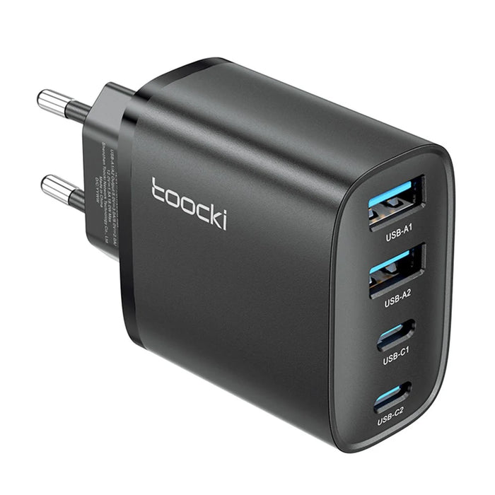 TOOCKI TC53402 40W GaN Fast Charger 4-Port 2 USB-C 2 USB-A 20W PD Quick Charging Power Adapter - Black  /  EU Plug - 1