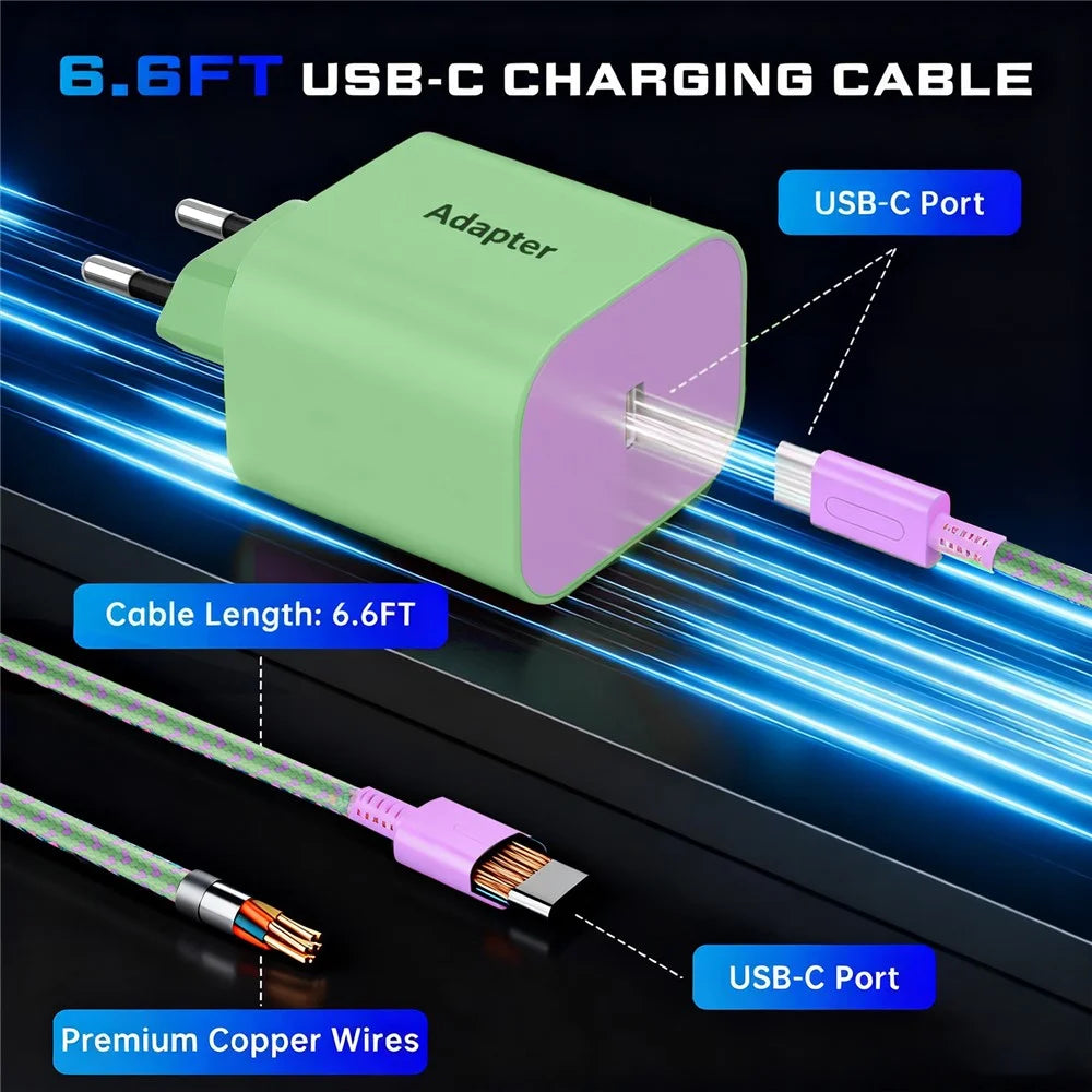 PD 60W Fast Charger for Nintendo Switch 2 / Lite / OLED Gaming Console Type-C Wall Charger with 6.6ft Cable - Matcha Green - 4