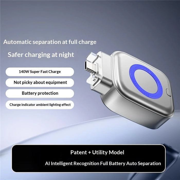 D011 USB-C Fast Charging Fully Charged Separator 100W Auto Disconnect AI Chip Smart Auto Stop Charging Adapter for Phone Tablet Laptop - Silver - 2