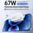 REMAX CA-16 67W GaN Foldable Travel Wall Charger Type-C Port PD Fast Charging Power Adapter with 100W USB-C Cable - White  /  EU Plug - 2