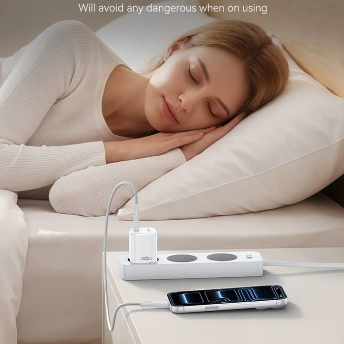 YESIDO YC116 PD 45W GaN Charger Single Port Type-C Fast Charging Adapter with Braided USB-C Cable - EU Plug - 7