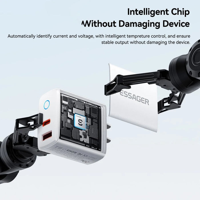 ESSAGER ES-CD55 20W Charging Set Type-C + USB-A Fast Charger with USB-A to Type-C Data Cable - US Plug - 7
