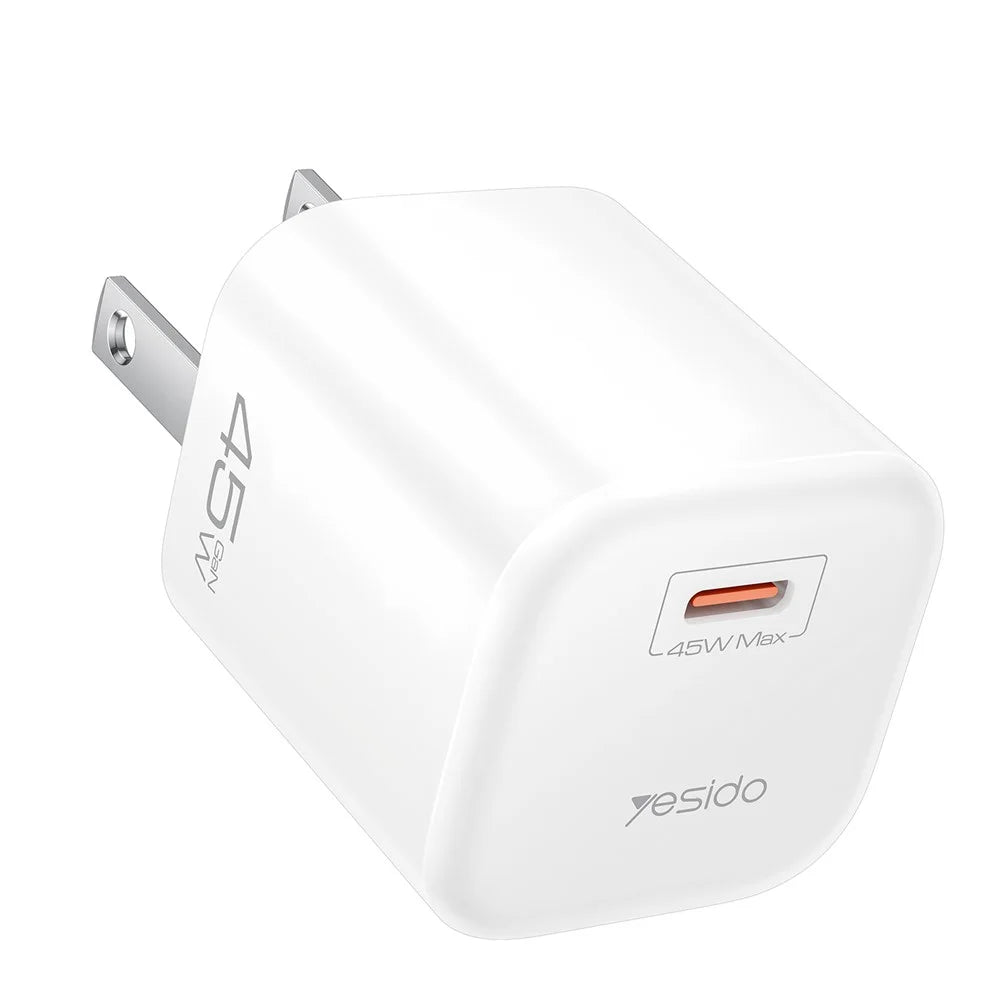 YESIDO YC26U PD 45W GaN Charger Single Port Fast Charging Adapter + Type-C to Type-C Cable , US Plug - White - 7