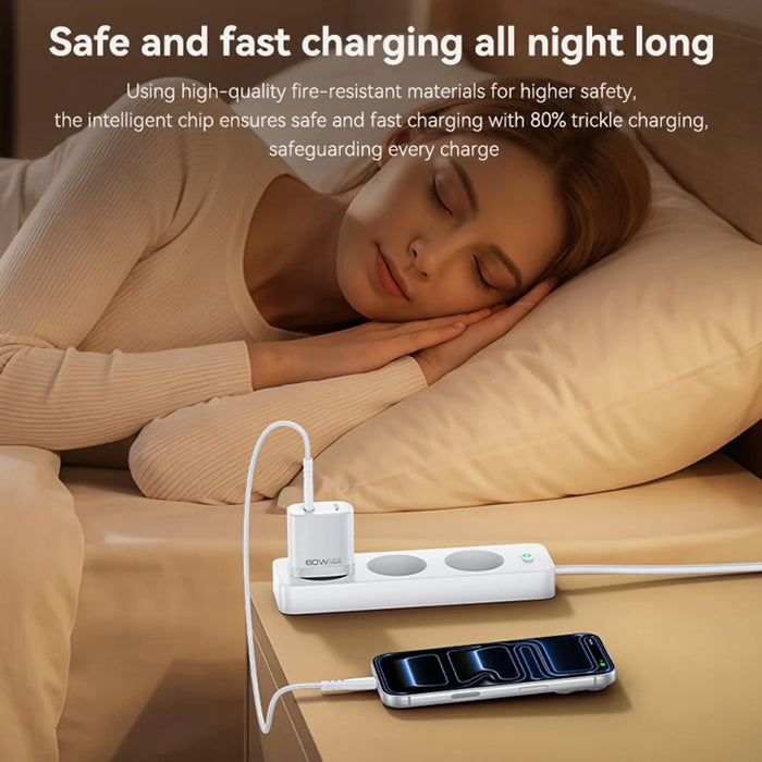 YESIDO YC115 USB-C GaN Charger 40-60W AVS Dynamic Power Adapter with Type-C to Type-C Cable, EU Plug - White - 5