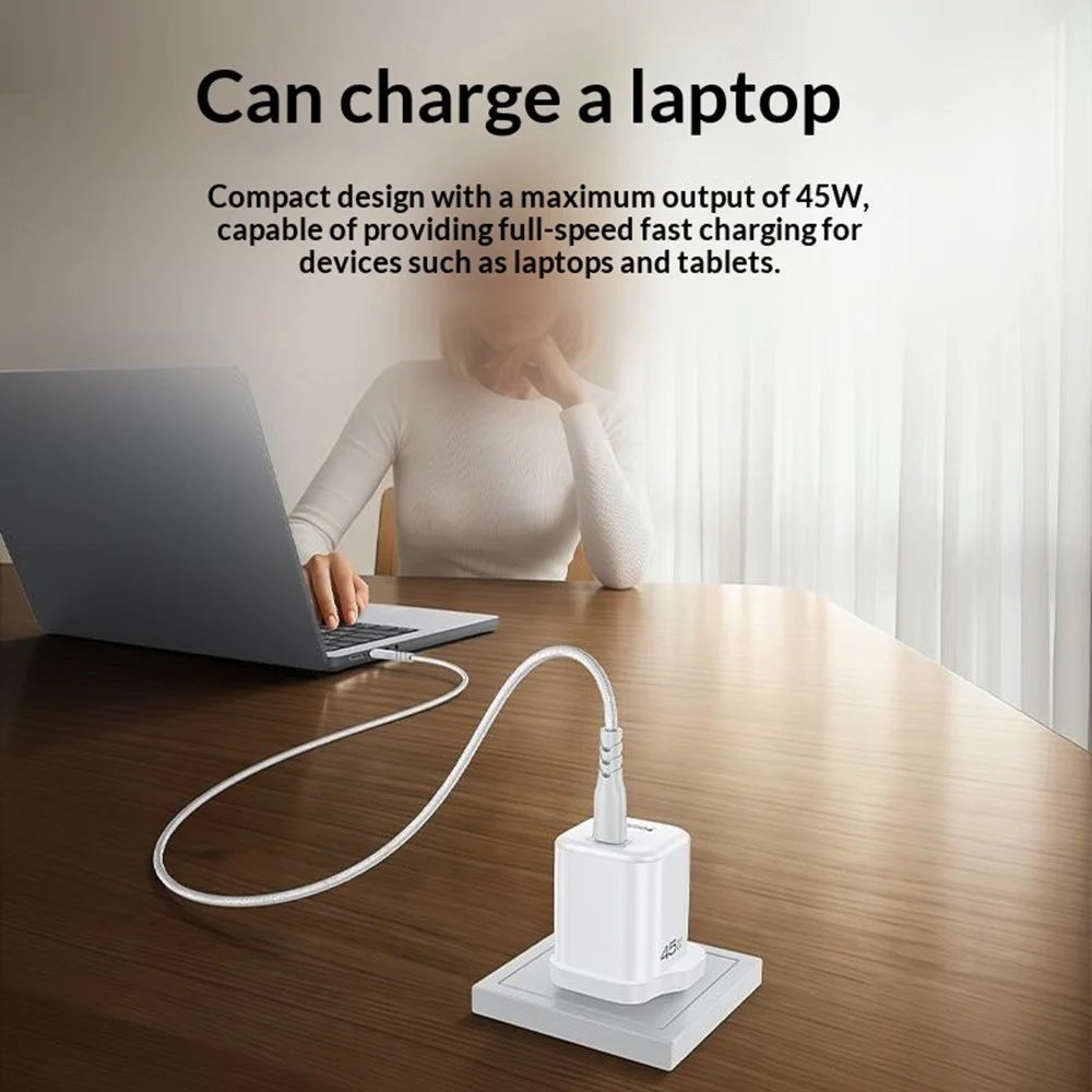 YESIDO YC160 45W GaN Charger USB-C PD Fast Charging Adapter with Type-C Cable , UK Plug - White - 4