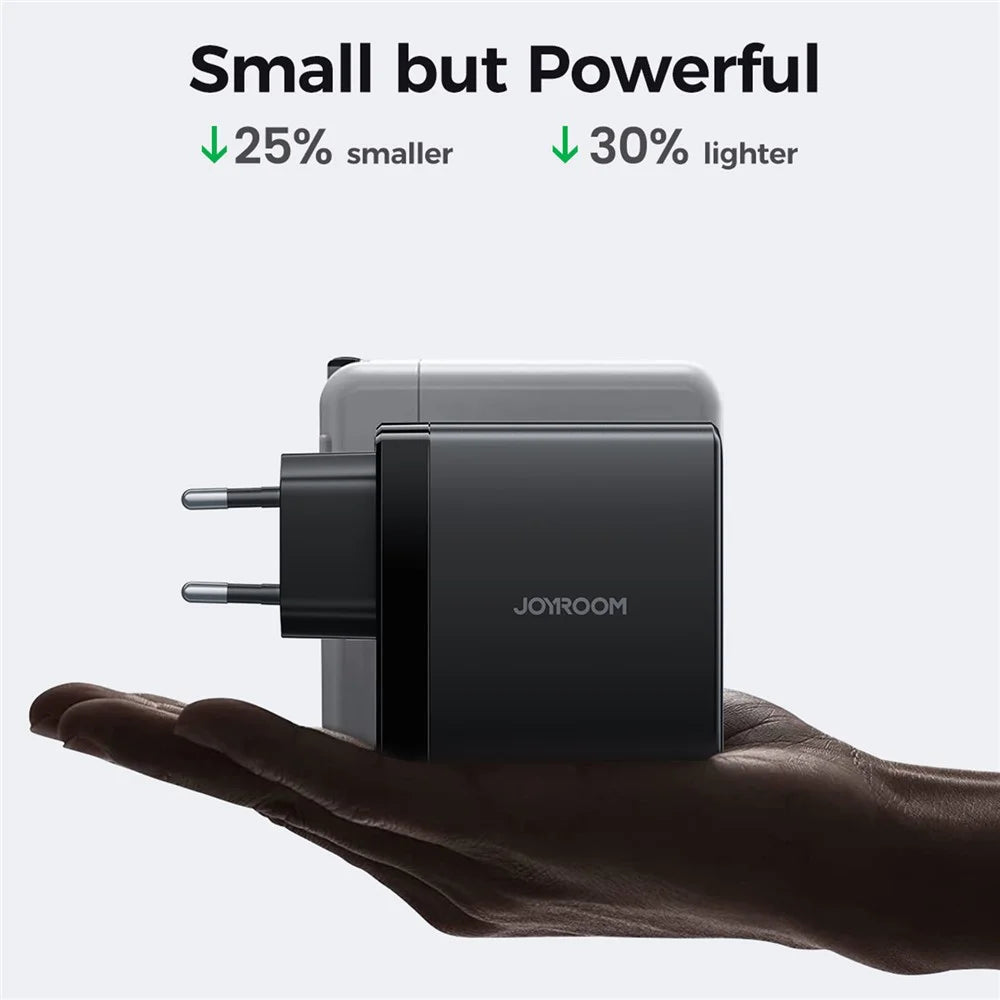 JOYROOM JR-TG11 100W GaN Fast Charger 4-Port Power Adapter EU Plug with 2m 240W USB-C Cable - Black - 7