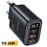 YESIDO YC120L 25W Fast Charger with USB-C to iP Cable Digital Display 3-Port Power Adapter, EU Plug - Black - 1