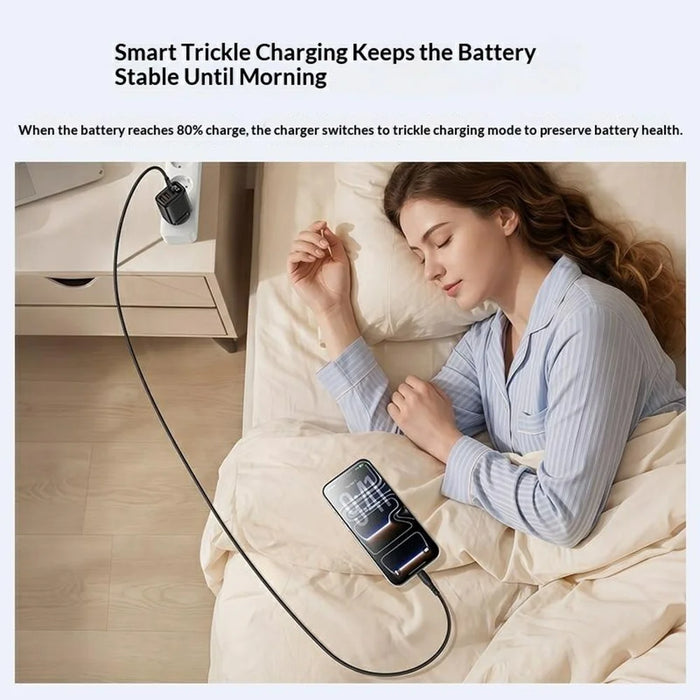 YESIDO YC120L 25W Fast Charger with USB-C to iP Cable Digital Display 3-Port Power Adapter, EU Plug - Black - 4