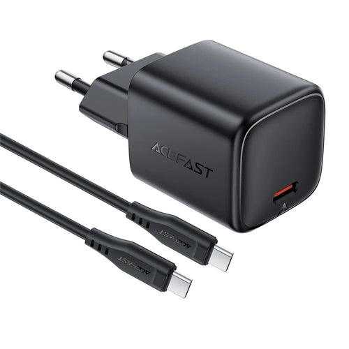 ACEFAST A119 PD 45W Mini GaN USB-C Fast Charger Set with 1.2m USB-C Cable , EU Plug - Black - 1